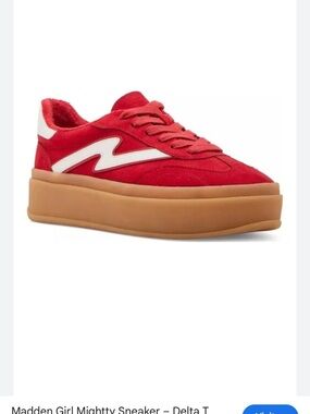 Madden Girl Red Suede Platform Sneaker with Gum Sole